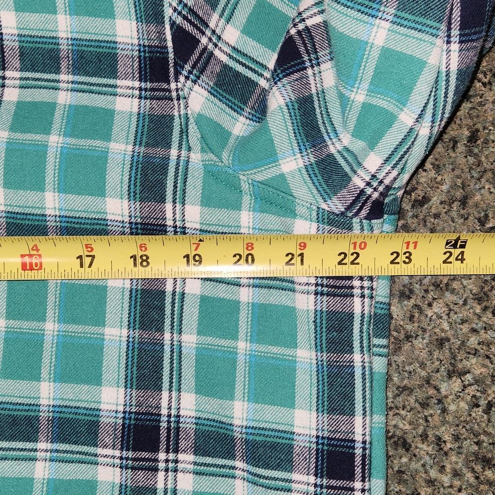 Orvis Green Navy Button-up Fleece Flannel Jacket Women XL Cotton Polyester - Picture 7 of 10